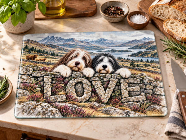LOVE - Heritage Collection | Bearded Collie Scotland - Glas-Schneidebrett